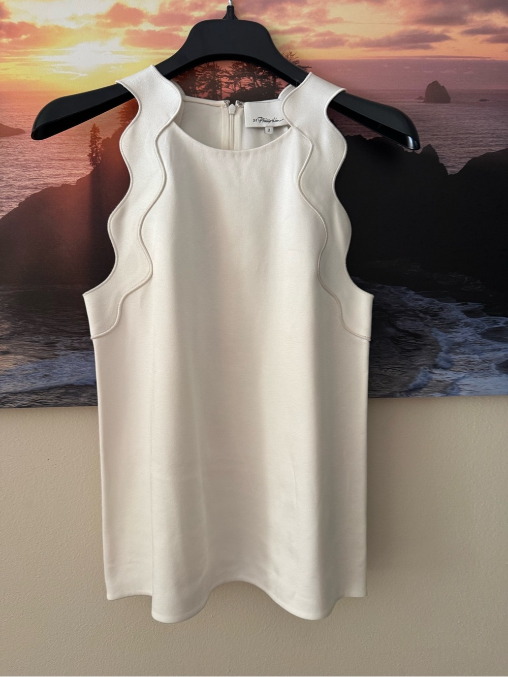 3.1 Phillip Lim Ivory Scalloped-Trim Sleeveless Top /2